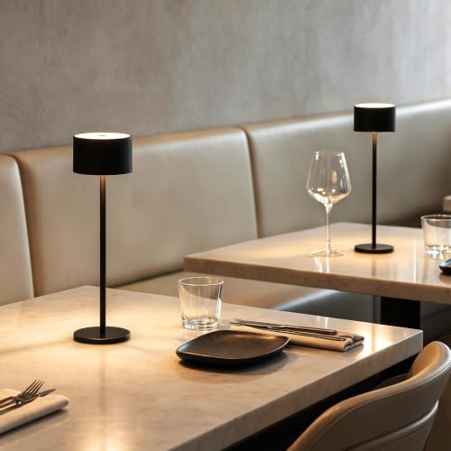 Set of 2 Cordless Table Lamps, 10.3" High Black Rechargeable Small Lamps by MEORA - Used condition - Image 7