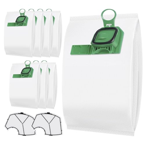 FERRGIA Kit de 8 Bolsas Aspiradora y 2 Filtros Motor Aspiradora para Vorwerk Kobold VK140,VK150,FP140,FP150-Bolsas Microfibra Multicapa,Filtración Avanzada,Instalación Sencilla,Protección Antialérgica