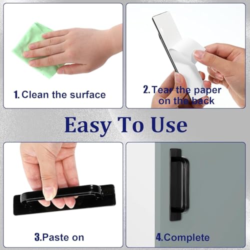 Image of Adhesive Cabinet Handles, Self-Stick Instant Cabinet Handles Alloy No Drilling Push Pull Handles Helper for Kitchen Cabinet Drawer Window Sliding Closet (Plastic Big, 4 Pcs)