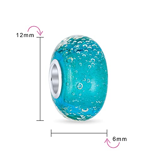 Bling Jewelry Murano Glass .925 Sterling Silver Core green Pink Blue Aqua Red Ocean Bubble Spacer Charm Bead Fits European Bracelet For Women Teen3