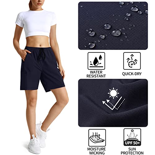 Hmuuo Short feminino cargo de caminhada de secagem rápida, leve, esportivo de verão com bolsos com z
