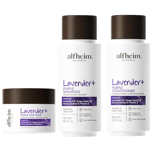 Lavender+ 3-Piece Hair Repair Set | Blonde & Silver Hair Purple Shampoo, Conditioner & Deep Treatment Mask | Tone Correction, Frizz Control, Intense Hydration | Sulfate-Free | Holiday Beauty Gift Box