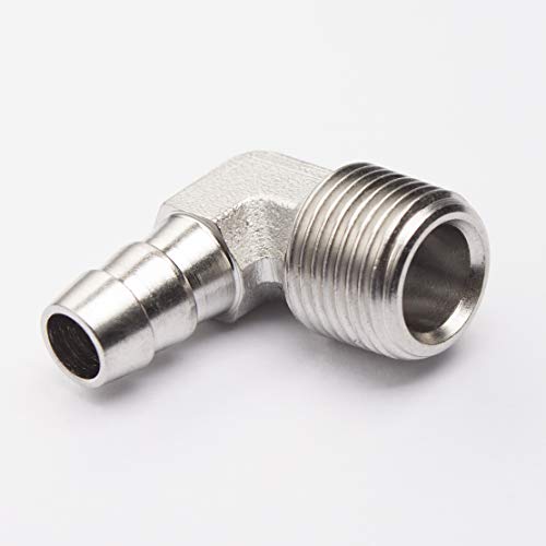 LTWFITTING 90 Degree Elbow Stainless Steel 316 Barb Fitting 3/8\" ID Hose x 3/8\" Male NPT Air Gas (Pack of 500)