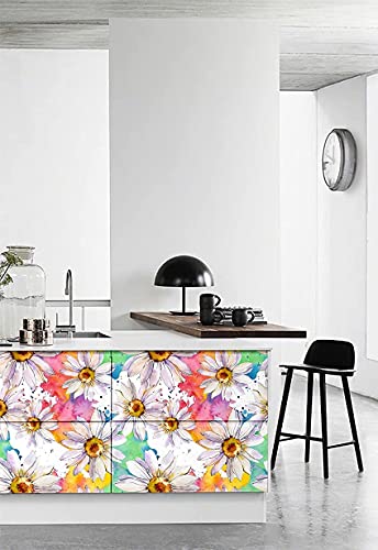 Blooming Wall Dpy38 Peel And Stick Multicolor White Daisy Wallpaper Floral Self-Adhesive Prepasted Wallpaper Wall Mural Wall Decor #TOP6