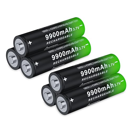 Button Top 18650 Rechargeable Battery 9900mAh 3.7V 6 pcs