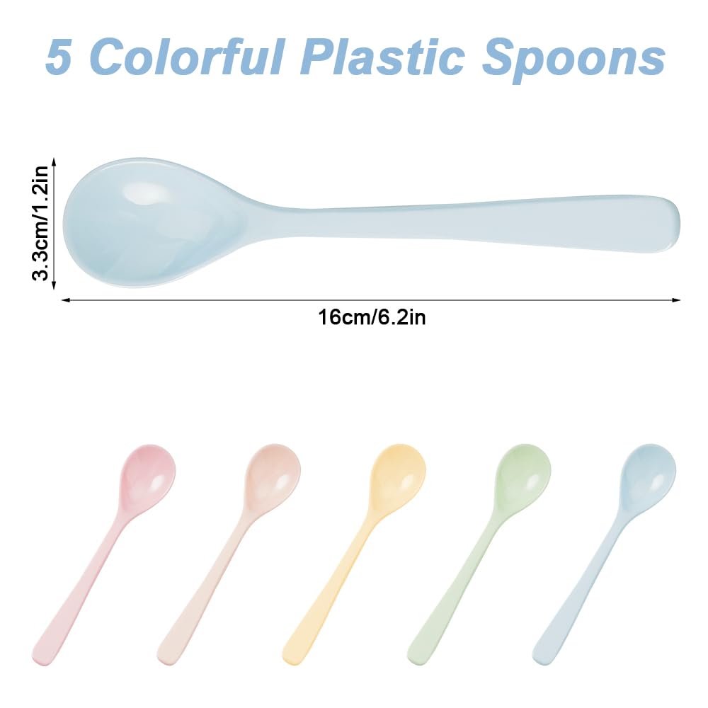 Set 12 Cucchiaini Lunghi In Melamina 18,7 Cm - 6 Colori, Lavabili In Lavastoviglie, Per Caffè E Dessert