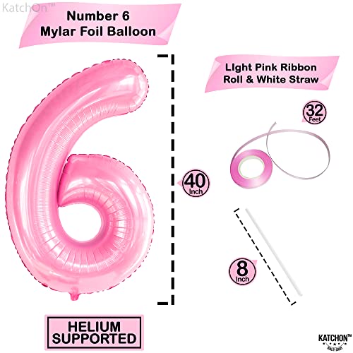 Image of KatchOn Giant Light Pink Number 6 Balloon - 40 Inch | 6 Balloon Number