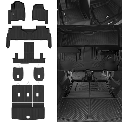 Naibeve Floor Mats for 2021-2026 Chevrolet Tahoe/GMC Yukon 7 Seats Bucket Seats (Not for Yukon XL)-All Weather for Tahoe/Yukon Floor Mats Cargo Mat 2nd/3rd Row Backrest Mats Interior Accessories