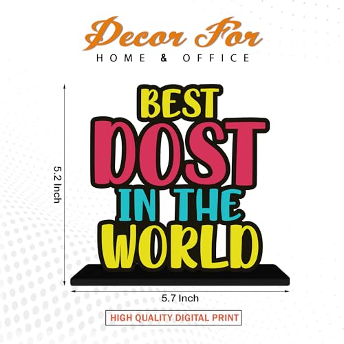 Image of Artvibes Best Dost in the World Quotes Table Decor for Office Desk | Home Decoration Items | Living Room | Modern Art Wooden Showpiece Decorative Gift Item (SP 1177)