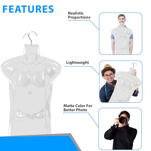Mghh MGHH-803-3 Male Mannequin Torso 4Pcs Dress Form Sewing Manikin Hanging Mannequin Body Torso Half Body Clothing Display Plastic Model Mannequin thumb #5