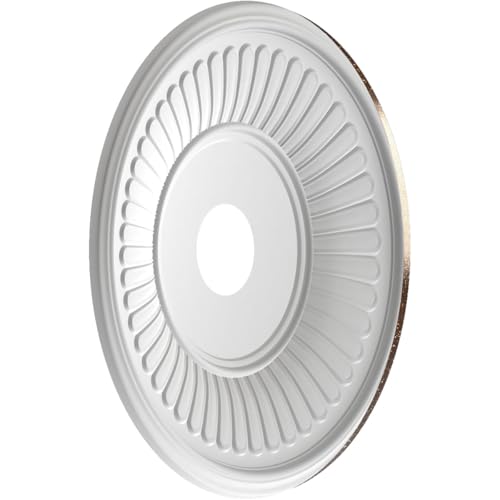 Image of Ekena Millwork CMP19BEAMB Berkshire Thermoformed PVC Ceiling Medallion (Fits Canopies up to 8 3 /8 inch), 19 inchOD x 3 1 /2 inchID x 1 inchP, Textured Metallic Mystic Brown