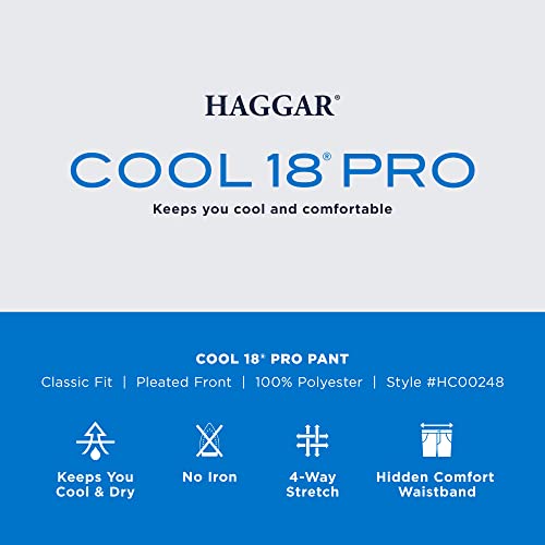 Haggar HC00248 Mens Cool 18 Pro Classic Fit Pleat Front Hidden Expandable Waist With Big & Tall Sizes Casual Pants thumb #3