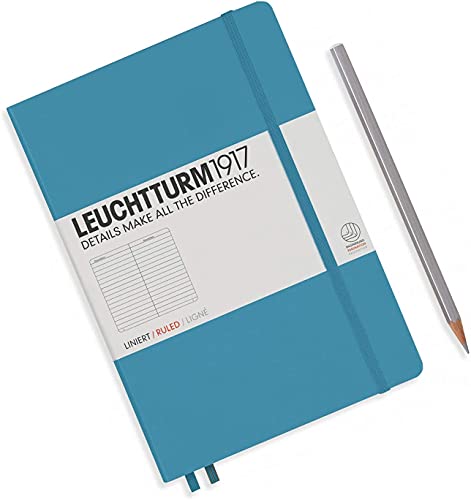Image of LEUCHTTURM1917 - Notebook Hardcover Medium A5-251 Numbered Pages for Writing and Journaling (Nordic Blue, Dotted)
