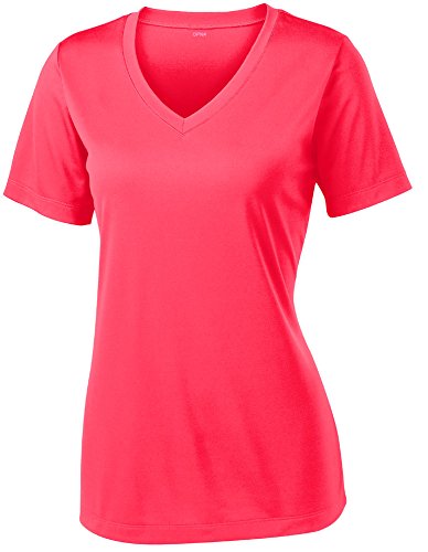 Image of V Neck T Shirts for Women, Athletic Short Sleeve Workout Top, UV Sun Protection, Quick Dry Moisture Wicking Shirts for Women