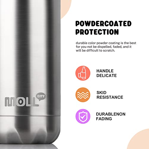 Mollcity Small Water Bottle-12 Oz Stainless Steel Vacuum Insulated Water Bottle For Back To School-Reusable Metal Water Bottle For Kids, Bpa Free (Silver) #TOP4
