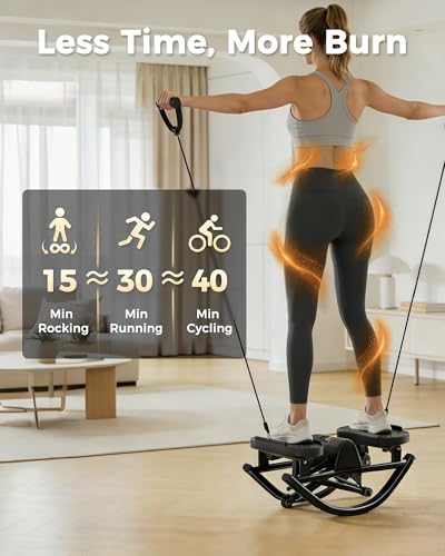 Image of FineWay Upgraded Rock Stepper 2.0 for Exercise at Home, Rocking Stepper Side to Side, Low-Impact Knee-Friendly Exercise Machine with Resistance Bands, LCD Monitor & 330 LBS Capacity, Full Body Workout