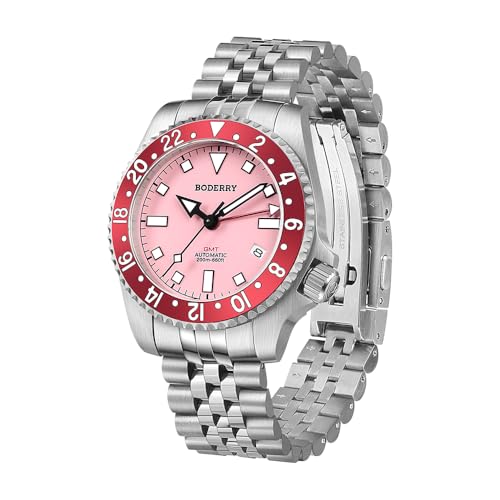 Image of BODERRY Men's Watch Titanium Automatic 200M Waterproof Diver Watch with GMT Automatic Movement and Titanium Bracelet-Admiral