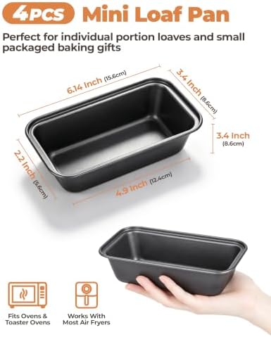 Bake Choice 4 Pack Mini Loaf Pans with 30PCS loaf liners - 1