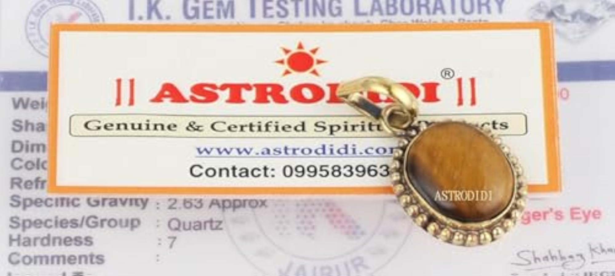 Women's Tiger Eye Stone Pendant, Healing Gemstone