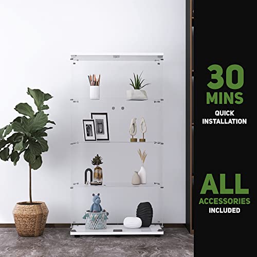 Image of Beauty4U White Glass Display Cabinet, 4-Shelf 2-Door Curio Cabinet