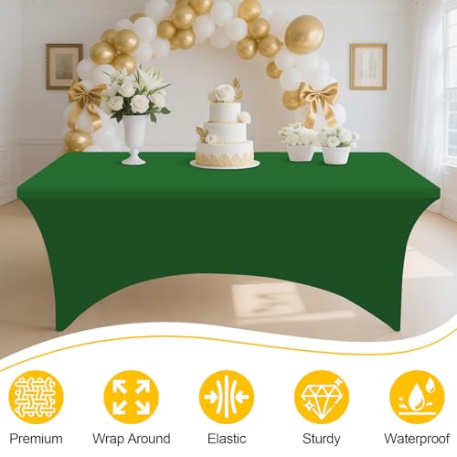 Smiry 2Pack Spandex Table Cloth 5FT, Elastic Fitted EmeraldGreen Tablecloth by Smiry - Used condition - Image 3