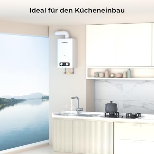 CAMPLUX BD300-DE 11 Liter Gasdurchlauferhitzer Indoor, Gasdusche Niedrige NOx/ErP für Küche/Bad, 50mbar, LPG, 3V, 22kW