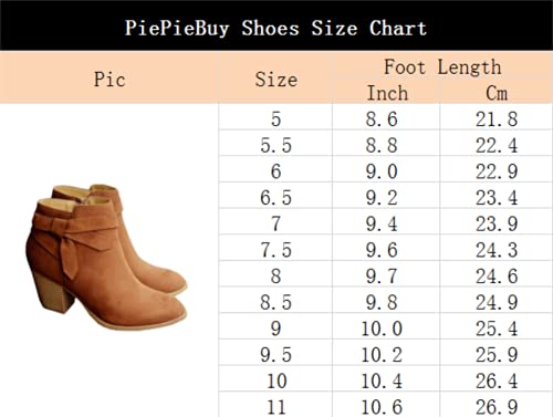 PiePieBuy Womens' Tie Knot Closed Toe Stacked Heel Ankle Boots,Brown, Size 94