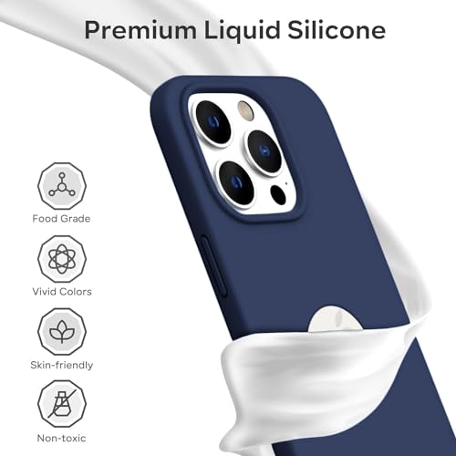 Image of VONZEE Microfiber Logo Cut Cover Compatible for iPhone 15 Pro Case Liquid Silicone Cases Non-Slip Full Body Protective Covers Shockproof Back Cover with High Raised Camera (6.1 inch, Titanium Blue)