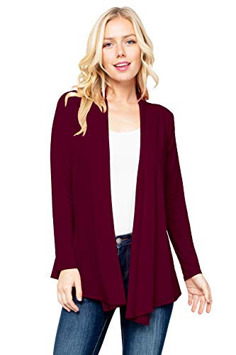 Image of Women's Drape Front Open Cardigan Long Sleeve (S-2X, Made in USA)
