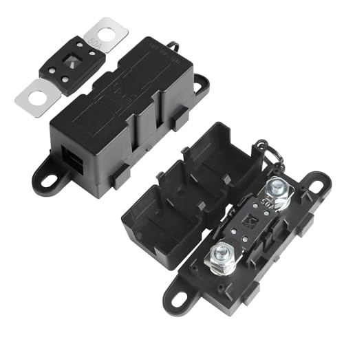 EFUTURETIME 2 pezzi. Portafusibile Mega con 2 Fusibili Mega 50A Portafusibili Mega Imbullonati M8 ANM per Auto Barca Moto Caravan Camion