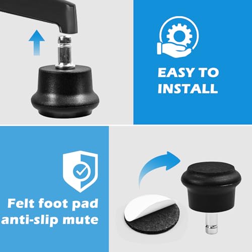Dirvcp Chair Wheel Stoppers, Converts Swivel Casters to Fixed Non-Rolling Casters, 5-Pack with Self-Adhesive Felt Pads for Carpet & Hard Floor Protection, Prevents Chair Movement & Floor Scratches - Thumbnail 5
