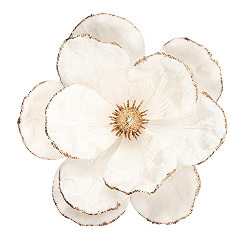 Image of Art Beauty Velvet Christmas Poinsettia 6pcs White Artificial Magnolia Flowers Picks Stems for Christmas Tree Decorations