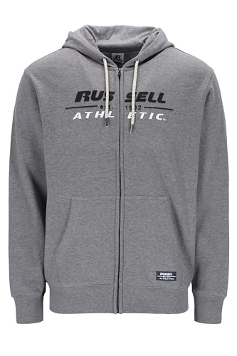 Russell Athletic A30552-CJ-090 Eastside-Zip Through Hoody Uomo Felpa con Cappuccio Collegiate Grey Marl Taglia L