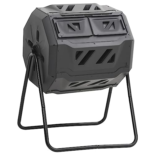 vidaXL Garden Compost Bin Outdoor Trash Can Fertiliser Container Composter Storage Waste Rubbish Box Compost Tumbler Waste Bin Black 160 L