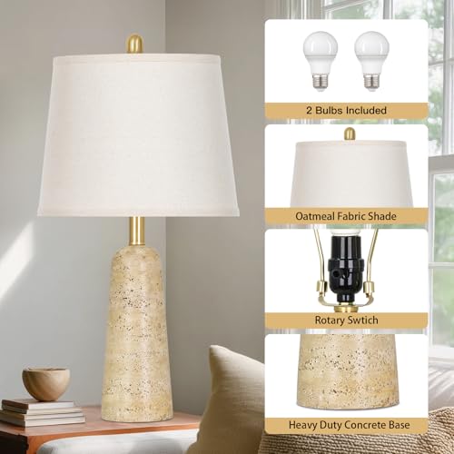 Juego de 2 lámparas de mesa beige estilo travertino 24 pulgadas miniatura 4