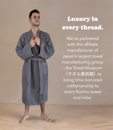 Image of Luxury Organic Japanese Cotton Hotel & Spa Waffle Bathrobe for Men and Women (Hooded /Kimono)