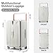 Hanke Multifunctional 26 Inch Checked Luggage Hard Shell Suitcases with Wheels Travel Trunk Style Luggage Large Rolling Suitcase for Women Men(Ivory White)
