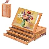 Caballete De Mesa,Caballete De Escritorio Portátil De En Madera De Haya Ajustable, Con 3 Cajones, Adecuado Para Pintura y Dibujo, Ideal Para Adultos, Artistas y Principiantes
