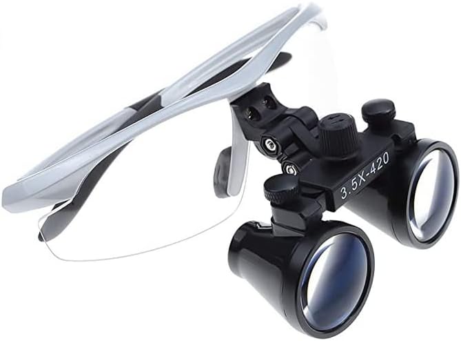 COSPNT 3.5X Binocular Ultralight Loupe Surgery Surgical Magnifier Medical Operation Loupe Glasses for Surgery Angle Adjustable (Silver)