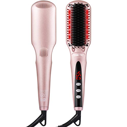Infrared Ionic Hair Straightener Brush, Straightening Hair Brush with 16 Heat Levels for Women Hair Styling Tools Frizz-Free Auto-Off Safe & Easy to Use, Straightening Comb for Salon at Home