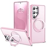 Zalinbo for Samsung Galaxy S25 Ultra Case with 360°Rotatable Magnetic Ring Stand Compatible with Mag-Safe Military Protection Shockproof Matte Translucent Phone Cases for S25 Ultra 6.9
