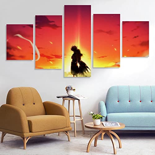 Anime Poster 5 Pieces Fairy Tail Canvas Painting Posters And Prints Wall Art Painting Office Living Canvas Painting Posters And Prints Wall Art Pictures For Living Room Bedroom Decor (L) 12X18Inchx2 #TOP4