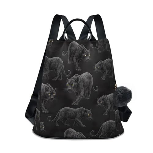 Sac à dos imprimé panthère avec fermeture éclair dos antivol et multibelles poches