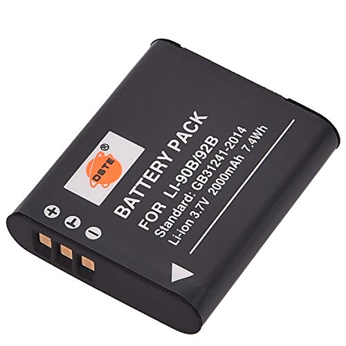 DSTE   Batería de repuesto compatible con Olympus LI 90B LI 92B Tough TG 1 TG 2 TG 3 SH 1 SH 50 SH 60 SP 100 XZ 2 iHS
