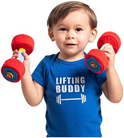 WOD Toys® Baby Dumbbell Plush Dumbell with Rattle & Sensory Sounds - Safe, Soft & Durable Workout, Exercise and Weightlifting Pretend Play Toys for Toddlers, Newborns, Infants and Babies Ages 0+