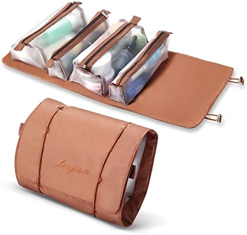 Roll Up Travel Toiletry Bag Women's Makeup Organizer Cosmetic Bags Hangable,4 Removable Storage Bags，Multifunctional Storage Waterproof,Organize Makeup, Personal Care, Bathroom Accessories