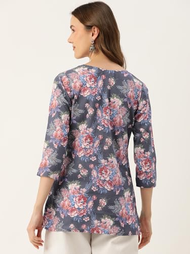 Image of feranoid Designer V-Neck Short Straight Kurti with 3Quarter Sleeves
