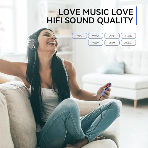 Image of Cason 16GB Mini MP3 Music Player with Bluetooth 5.4, Video Playback & Voice Control Earphones,Pocket-Sized MP3 Player for Music,Voice Recording,FM Radio -Expanded Up to 128GB (Blue)