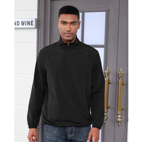 Men's Casual Quarter Zip Pullover Golf Windbreakers Athletic Lightweight Jacket Hiking Running Sweatshirt with Pockets3