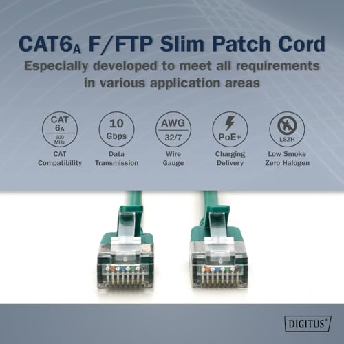 Cable de Red Digitus Cat 6A 1.5 m RJ45 Slim Verde miniatura 6